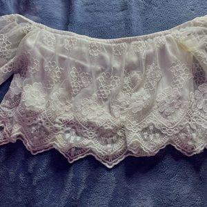 flower detail white top off shoulder